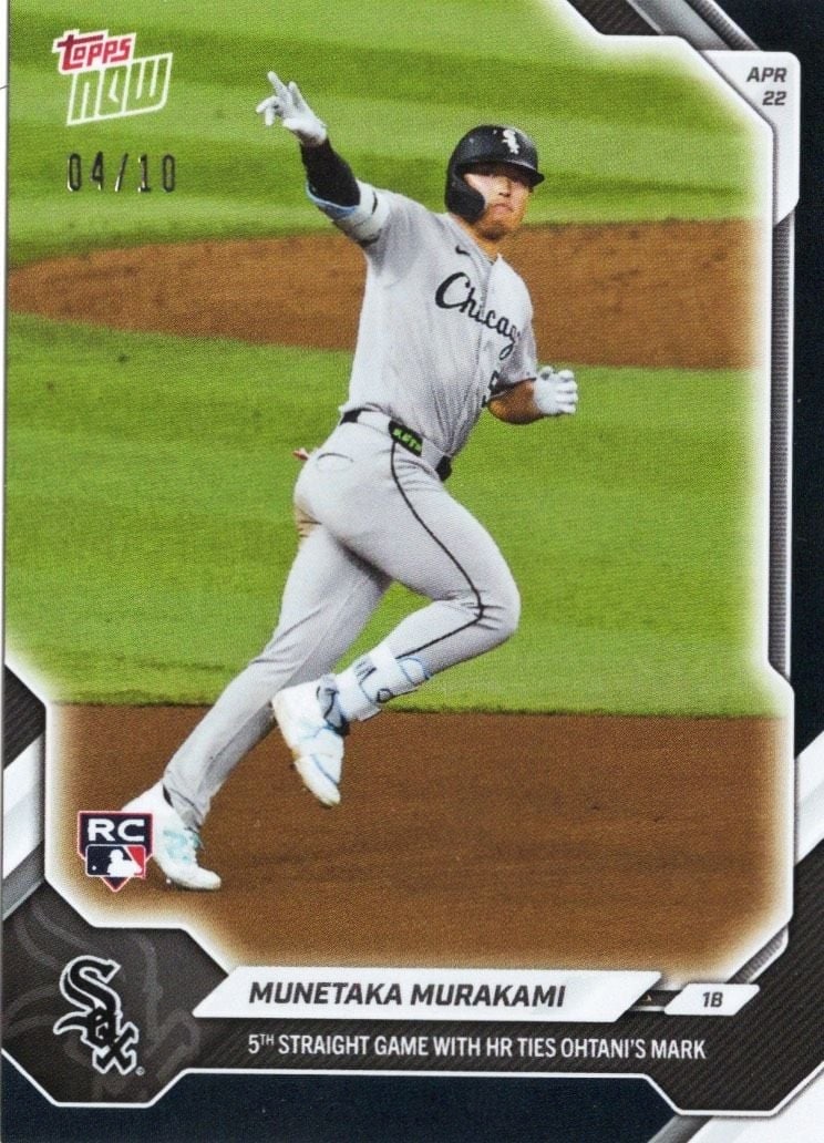 Munetaka Murakami Topps Now Black Foil Rookie Card #110 /10 (1 of 2)
