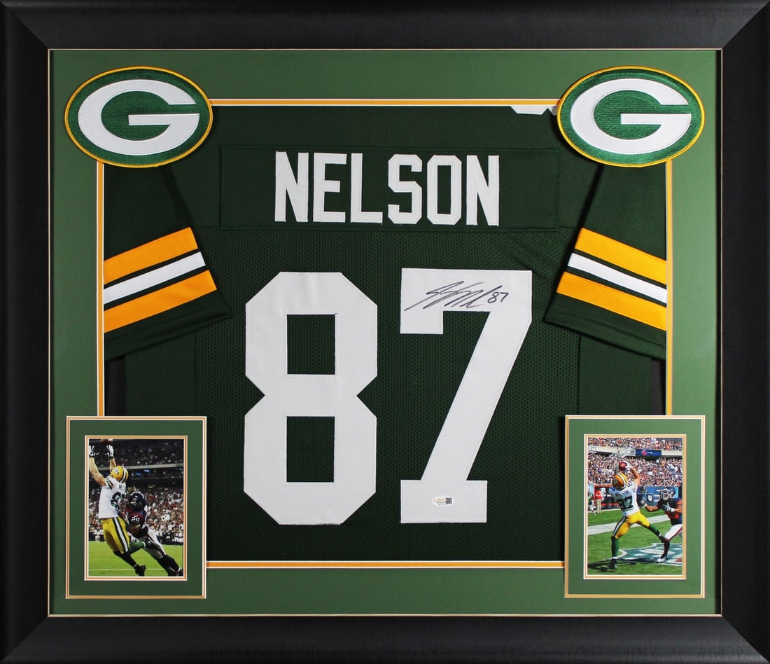 Framed Green Bay Packers Jersey Signed by Jordy Nelson with JSA Witness COA: Framed Green Bay Packers Jersey Signed by Jordy Nelson with JSA Witness COA This professionally framed Green Pro Style jersey features the authentic hand signature of Jordy Nelson from the Green Bay P