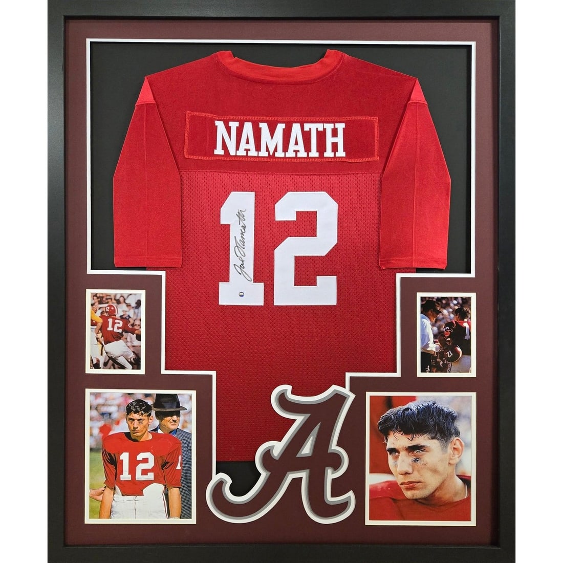 Joe Namath Autographed Framed Jersey Alabama Steiner Authenticated: Joe Namath Autographed Framed Jersey Alabama Steiner Authenticated This autographed Joe Namath framed jersey is a remarkable collectible for any sports enthusiast. Authenticated by Steiner, a trusted 