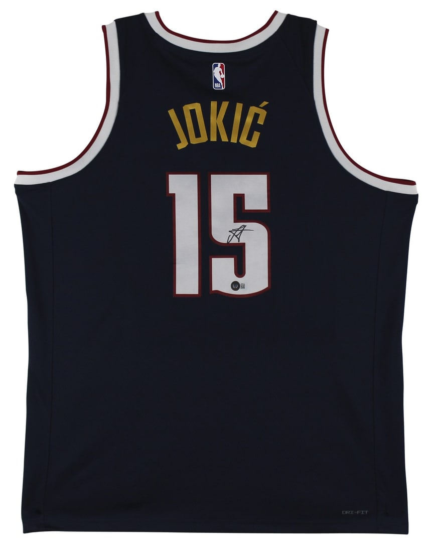 Nikola Jokic Signed Navy Blue Nike Swingman Jersey BAS Authentic: Nikola Jokic Signed Navy Blue Nike Swingman Jersey BAS Authentic Own a piece of basketball history with this authentic autographed navy blue Nike Swingman jersey, personally signed by Nikola Jokic, st