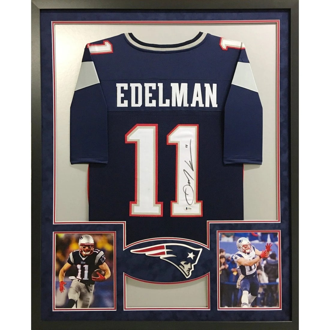 Julian Edelman Signed Framed Jersey Beckett Authenticated Patriots: Julian Edelman Signed Framed Jersey Beckett Authenticated Patriots Celebrate your passion for football with this autographed Julian Edelman framed jersey. Authenticated by Beckett, a leader in sports 