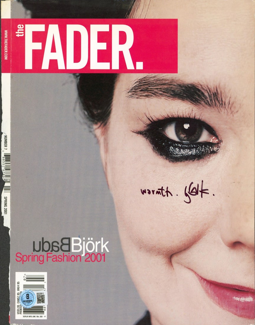 Bjork signed Fader Spring 2001 cover Beckett authenticated Warmth (1 of 2)