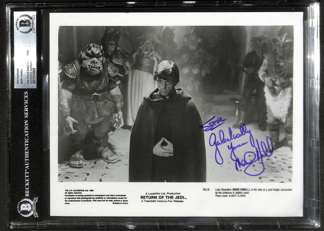 Beckett slabbed 8x10 Star Wars Return of the Jedi photo signed by Mark Hamill (1 of 1)
