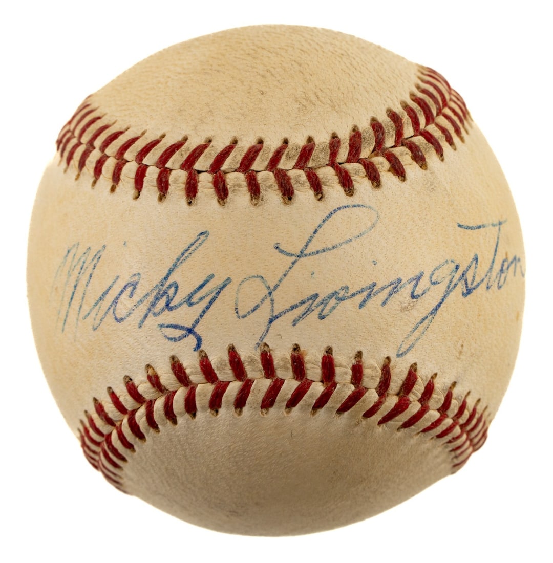 1950s Brooklyn Dodgers Mickey Livingston signed NL baseball JSA COA: 1950s Brooklyn Dodgers Mickey Livingston signed NL baseball JSA COA This is an original official National League baseball (Giles) from the 1950s, single-signed by catcher Mickey Livingston in blue ink