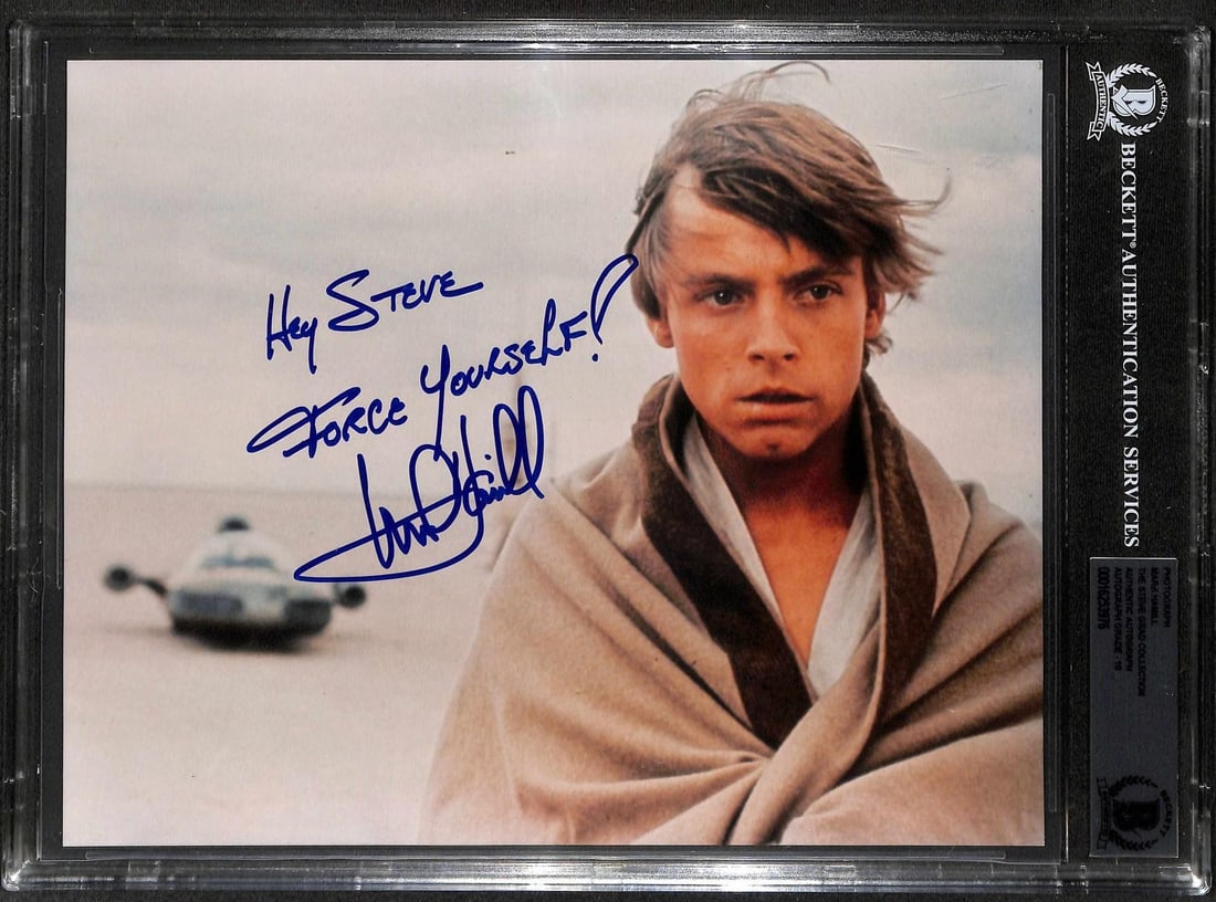 Beckett Slabbed Mark Hamill autographed Star Wars 8x10 photo: Beckett Slabbed Mark Hamill autographed Star Wars 8x10 photo This is an 8x10 photograph from Star Wars, hand-signed by Mark Hamill, who portrayed Luke Skywalker. The autograph has been professionally 
