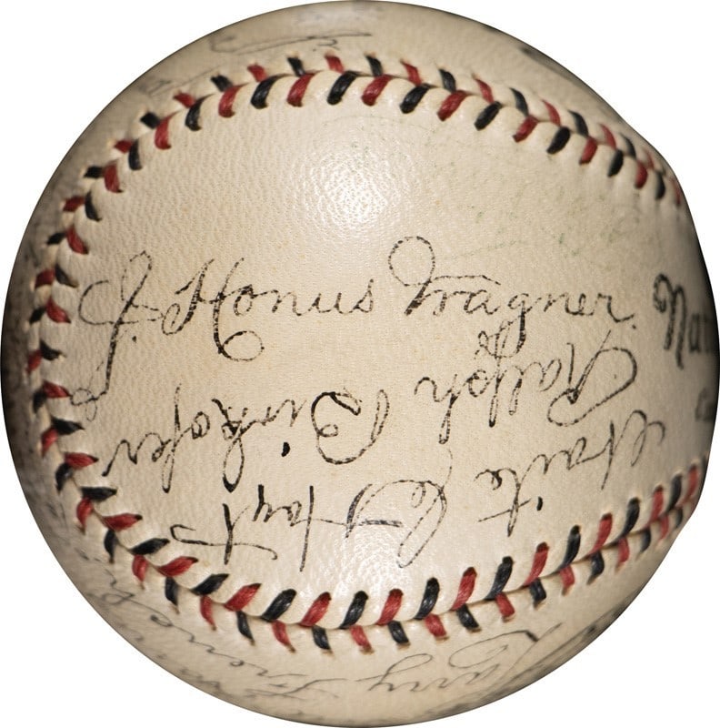 1933 Pittsburgh Pirates Team Autographed Baseball Featuring Honus Wagner Beckett COA: 1933 Pittsburgh Pirates Team Autographed Baseball Featuring Honus Wagner Beckett COA This is an original 1933 Pittsburgh Pirates team-signed baseball, featuring autographs from several notable team me