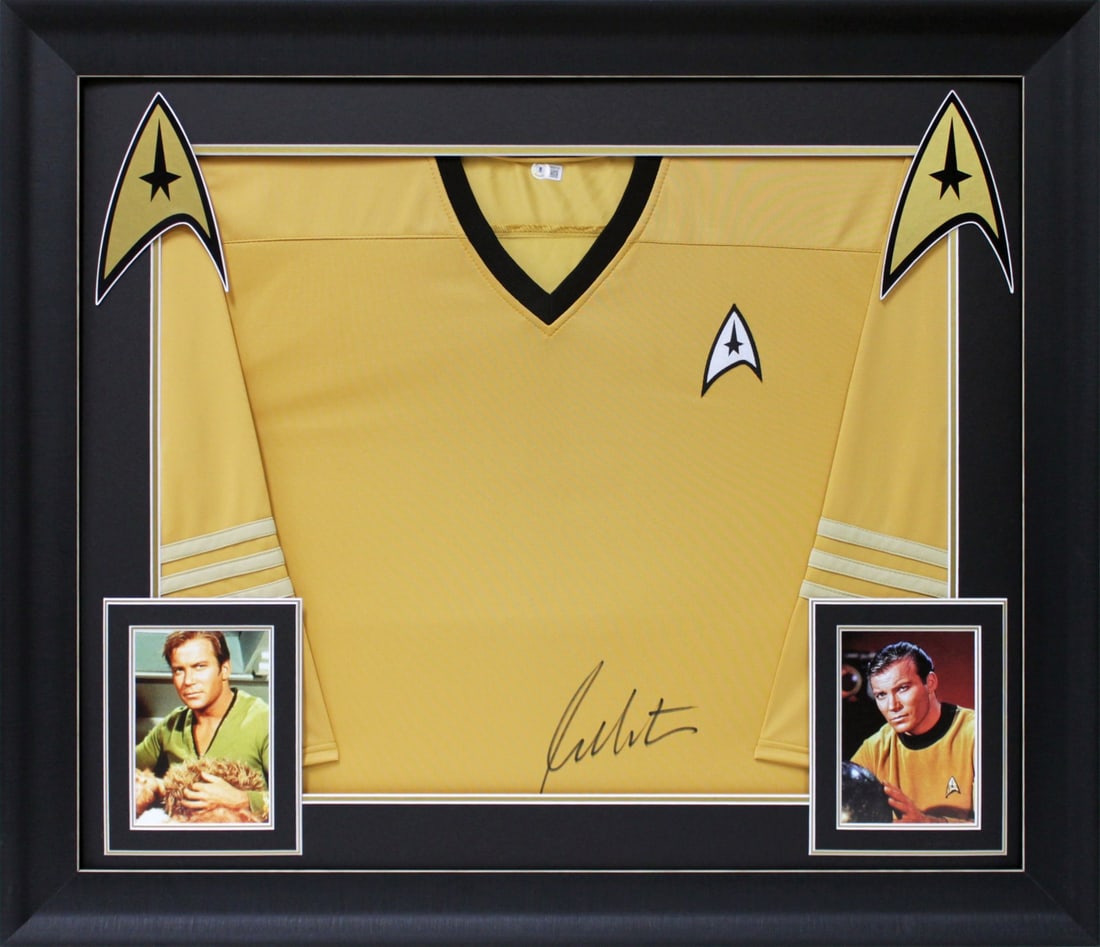 William Shatner Star Trek Signed Framed Uniform Shirt BAS Authenticated: William Shatner Star Trek Signed Framed Uniform Shirt BAS Authenticated This authentic signed and framed uniform shirt has been personally autographed by William Shatner, renowned for his role in Star