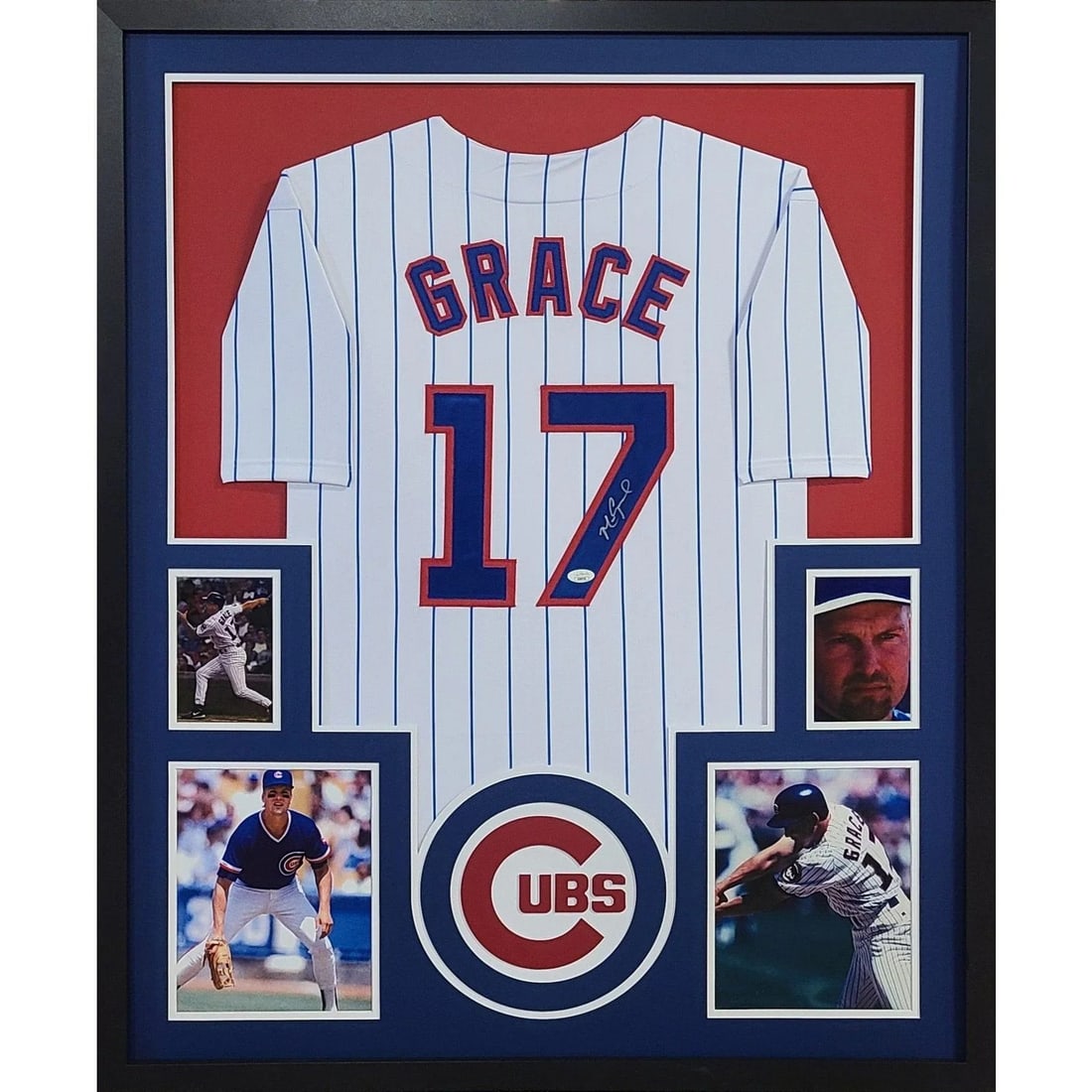 JSA Authenticated Mark Grace Cubs Framed White Jersey (1 of 2)