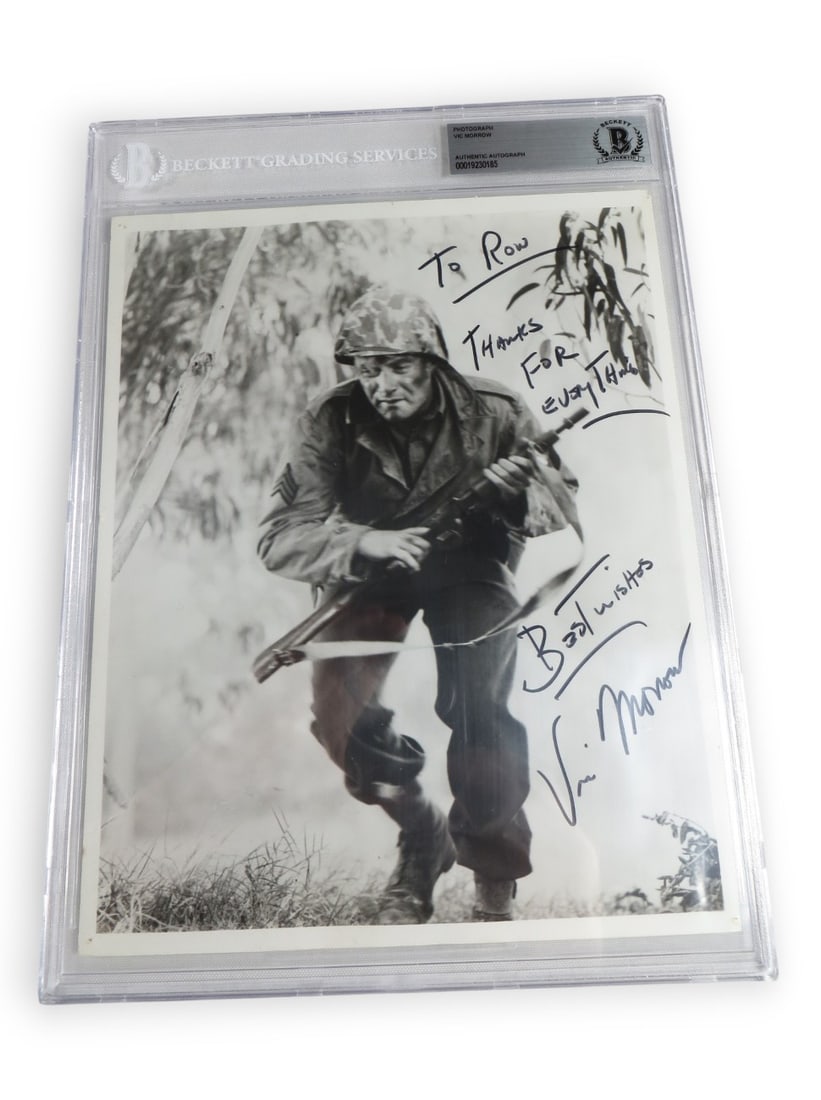 Vic Morrow Autographed 8x10 Photograph Combat Sgt Saunders Beckett Authenticated: Vic Morrow Autographed 8x10 Photograph Combat Sgt Saunders Beckett Authenticated This is an original 8x10 photograph signed by Vic Morrow, who played Sgt. Saunders in the television series Combat!. Th