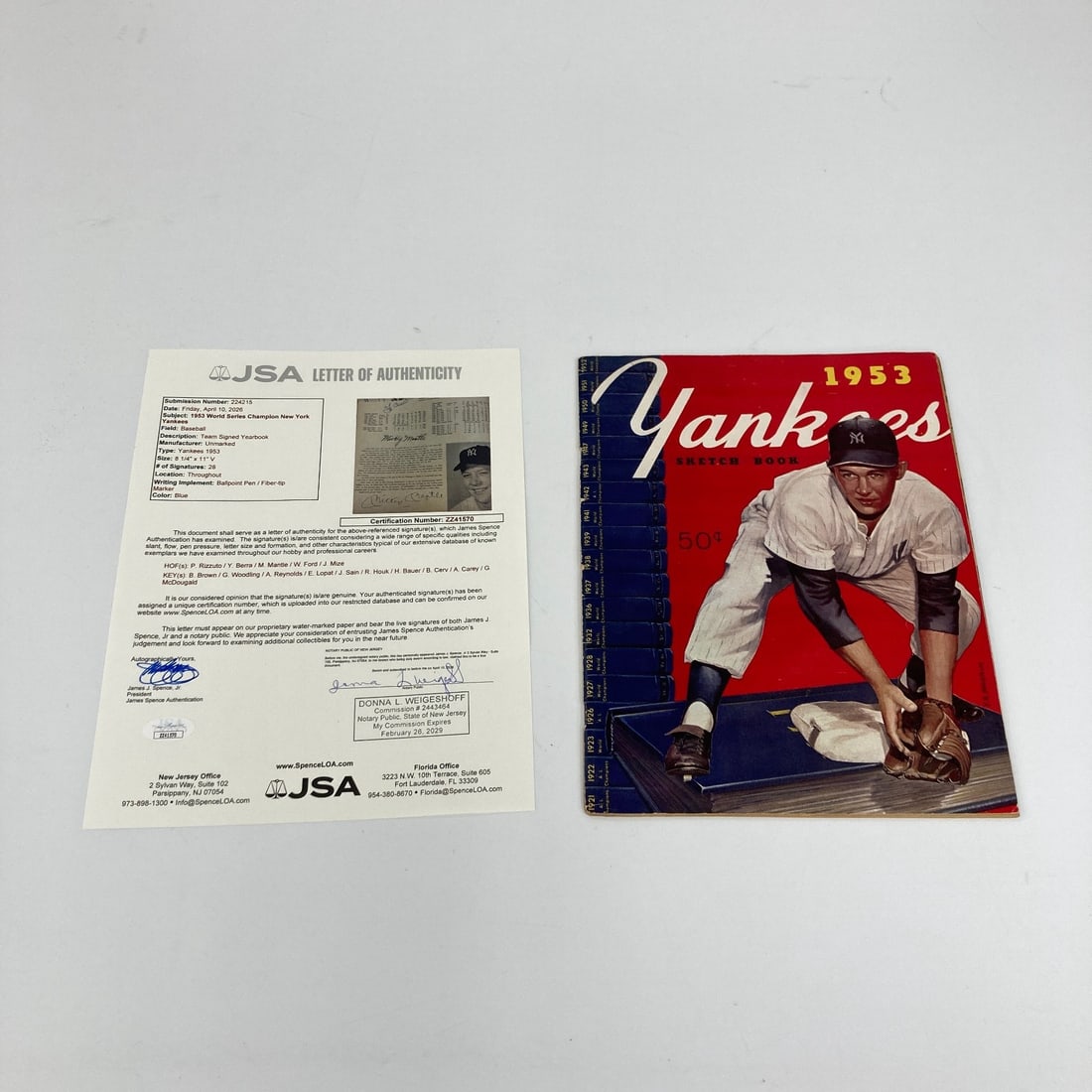 1953 Yankees World Series program team autographs JSA 28 signatures (1 of 16)
