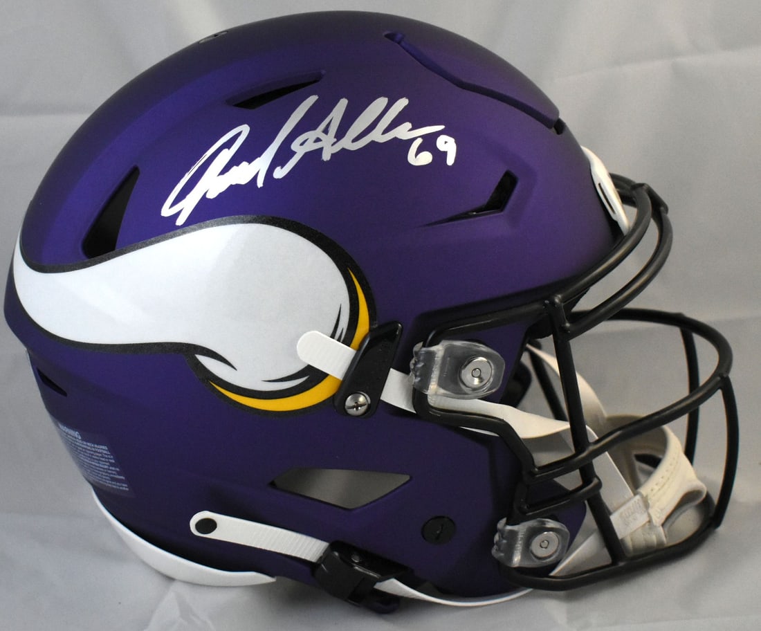 Minnesota Vikings Jared Allen signed Speedflex helmet Beckett hologram: Minnesota Vikings Jared Allen signed Speedflex helmet Beckett hologram This is a pre-owned Minnesota Vikings full-size Speedflex helmet autographed by Jared Allen. The helmet is an original piece and 