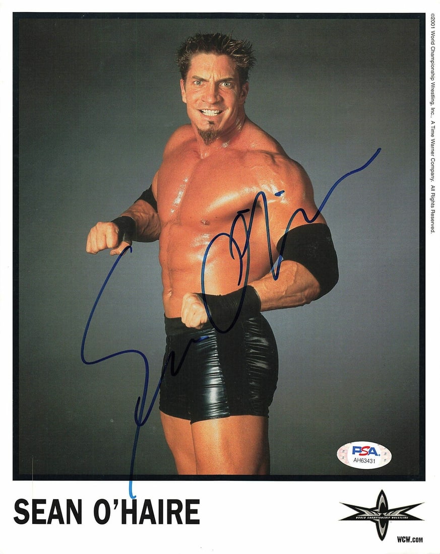8x10 WWE wrestling photo signed by Sean O'Haire PSA DNA: 8x10 WWE wrestling photo signed by Sean O'Haire PSA DNA This is an original 8x10 professionally printed photograph signed by WWE wrestler Sean O'Haire. The autograph has been authenticated by PSA/DNA.