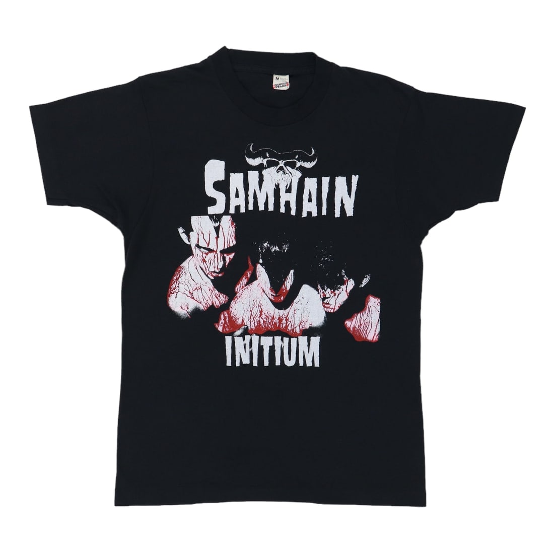 Vintage 1980s Samhain Initium Black Poly Cotton Band T Shirt: Vintage 1980s Samhain Initium Black Poly Cotton Band T Shirt This is an original vintage 1980s Samhain Initium shirt, not a modern reproduction. The shirt features no graphics on the back and is made 