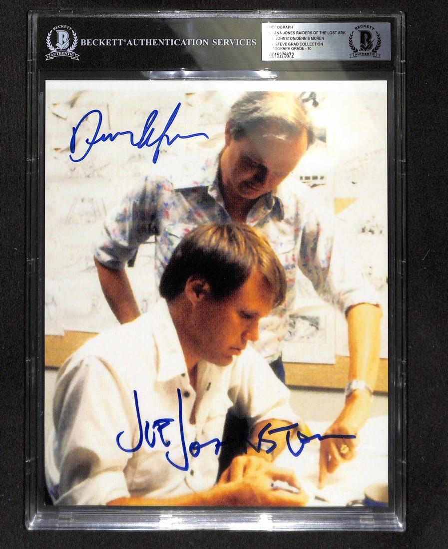 ILM Raiders of the Lost Ark Signed 8x10 Photo by Johnston Muren BAS 10: ILM Raiders of the Lost Ark Signed 8x10 Photo by Johnston Muren BAS 10 This stunning 8x10 color photograph features the signatures of Joe Johnston and Dennis Muren, both renowned Oscar winners from th