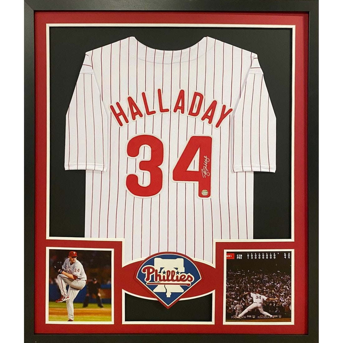 Roy Halladay Autographed Framed Jersey Philadelphia Phillies LOJO COA: Roy Halladay Autographed Framed Jersey Philadelphia Phillies LOJO COA This autographed Roy Halladay framed jersey is a rare collectible from the Philadelphia Phillies, making it a must-have for any fa