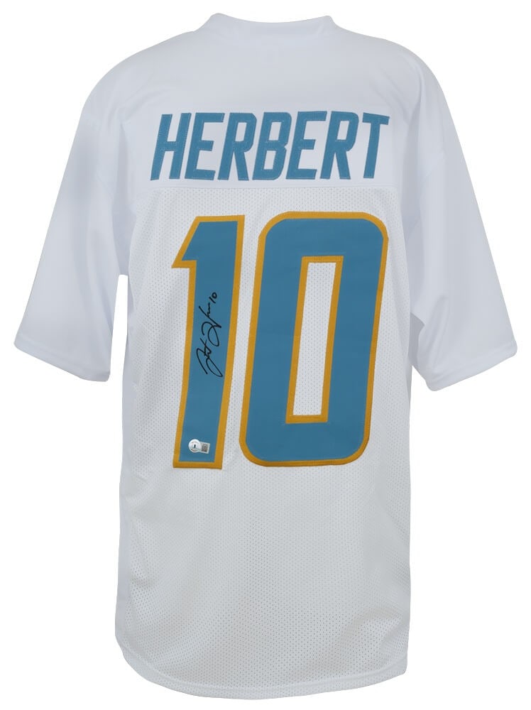 Justin Herbert Signed Chargers White Custom Jersey Beckett COA (1 of 3)