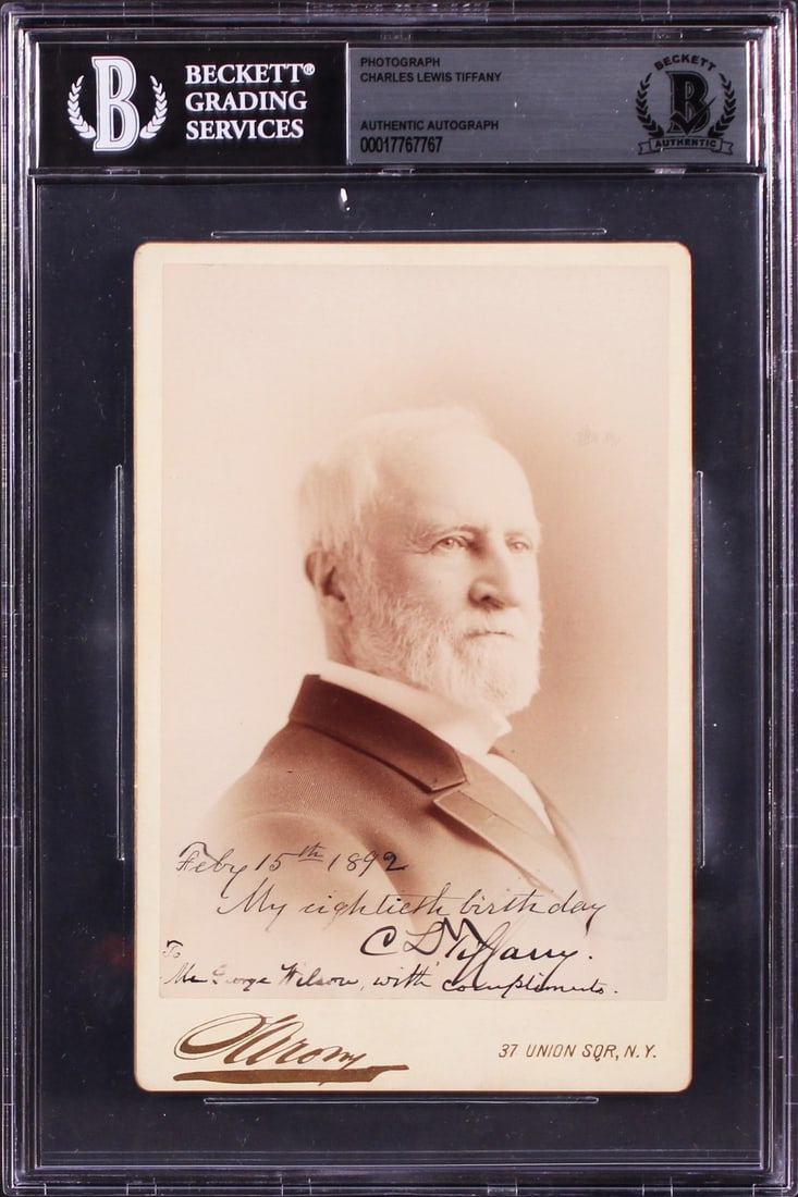 Charles Tiffany Signed 4.25x6.5 Sarony Photo with Beckett Authentication (1 of 2)