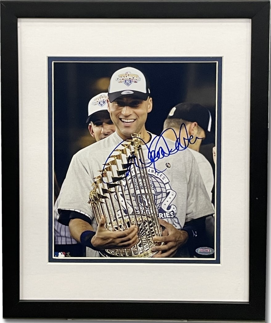 Derek Jeter Autographed Framed 8x10 Photo Yankees Steiner Certified: Derek Jeter Autographed Framed 8x10 Photo Yankees Steiner Certified Celebrate the legacy of Derek Jeter with this signed and framed 8x10 photo capturing the iconic New York Yankees player in action. T