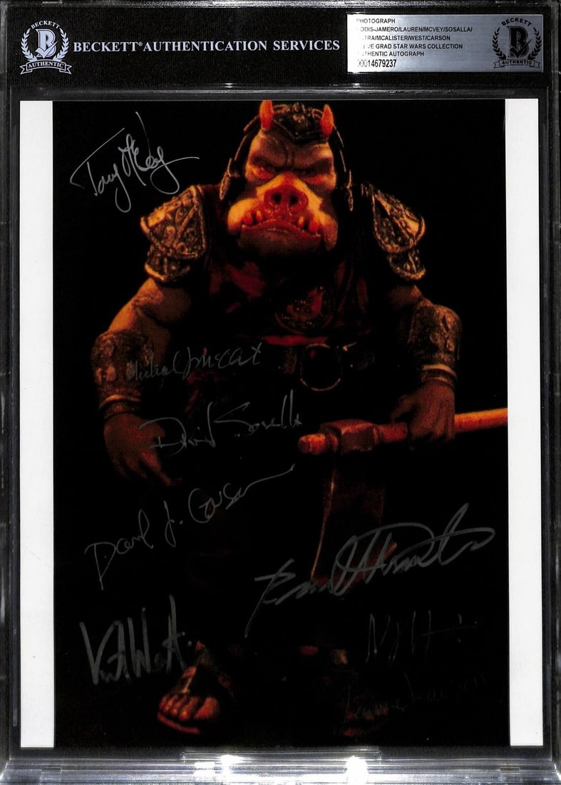 Beckett Certified Star Wars Gamorrean Guard 8x10 Multi Signed Photo: Beckett Certified Star Wars Gamorrean Guard 8x10 Multi Signed Photo This is a Star Wars 8x10 photograph featuring the Gamorrean Guard, signed by multiple key members of the ILM crew and staff involved