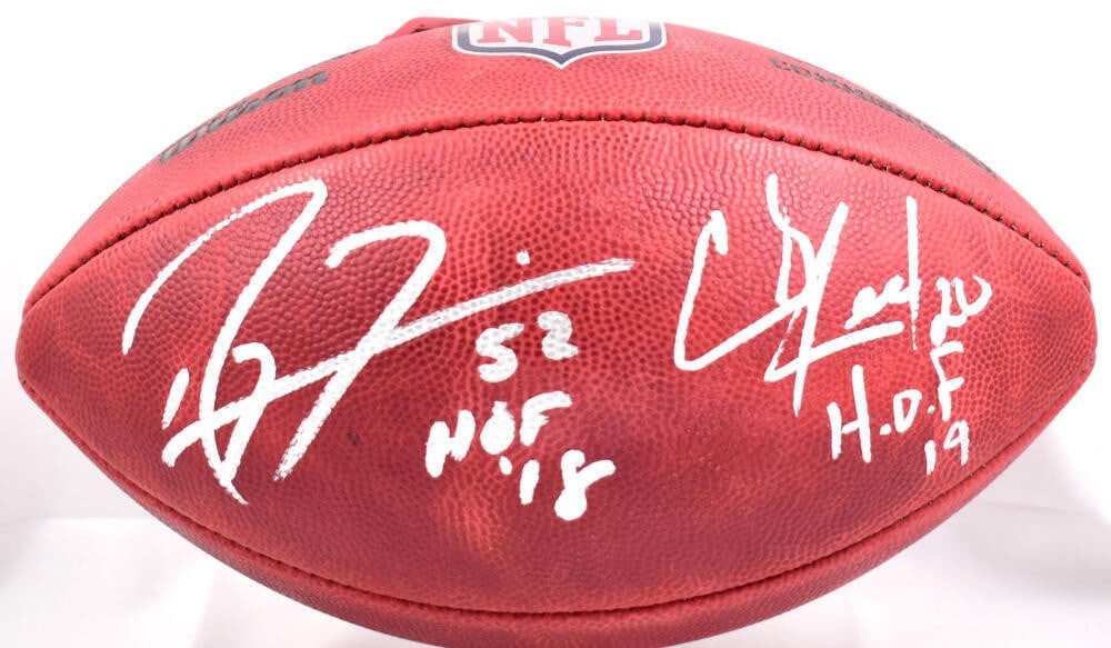 Baltimore Ravens Wilson Duke football signed by Ray Lewis and Ed Reed Beckett Hologram (1 of 11)