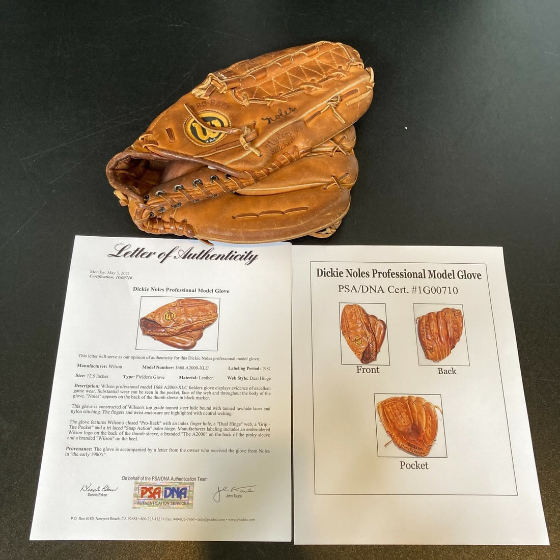 Dickie Noles 1981 Game Used Wilson Baseball Glove PSA DNA COA Phillies: Dickie Noles 1981 Game Used Wilson Baseball Glove PSA DNA COA Phillies This rare Dickie Noles game-used 1981 Wilson baseball glove is a remarkable piece of Philadelphia Phillies memorabilia. Accompani