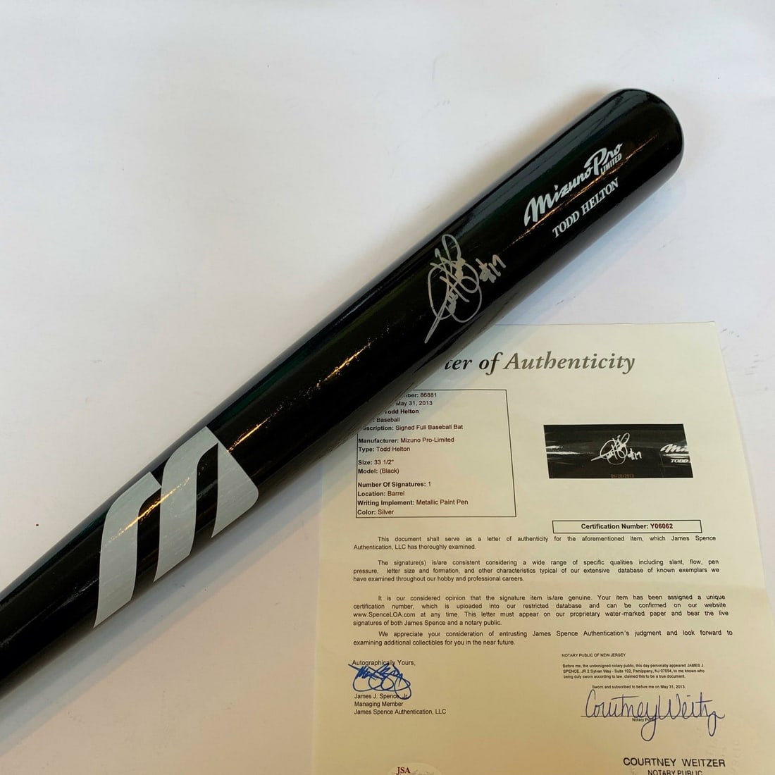 Todd Helton Signed Mizuno Game Model Bat With JSA COA Colorado Rockies (1 of 6)