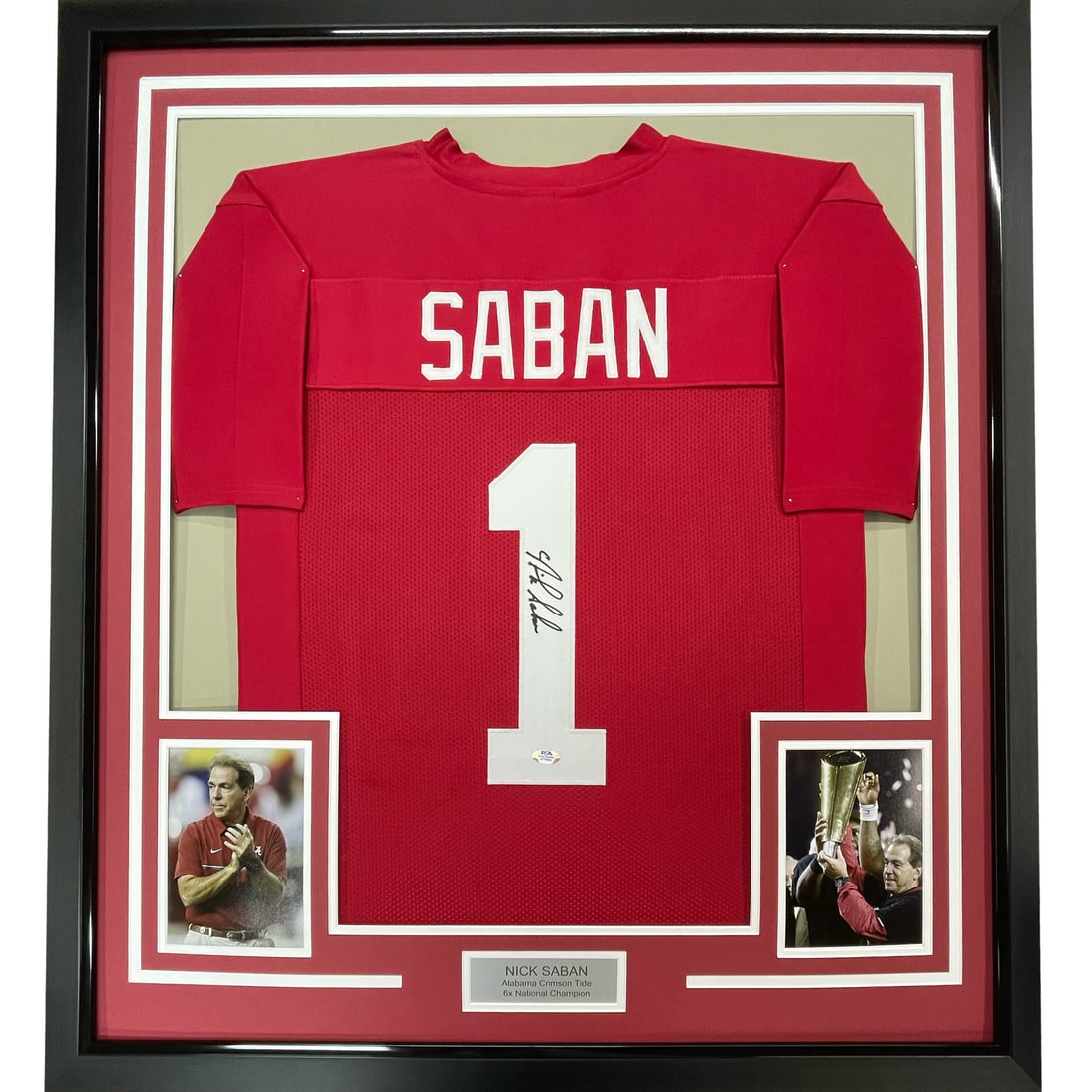 Nick Saban Alabama Crimson Tide framed signed jersey 33x42 PSA COA (1 of 1)