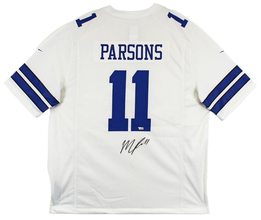 Micah Parsons Signed White Nike Game Jersey Dallas Cowboys Authentic: Micah Parsons Signed White Nike Game Jersey Dallas Cowboys Authentic This authentic white Nike game jersey, personally signed by Micah Parsons of the Dallas Cowboys, is a must-have for any fan. The je