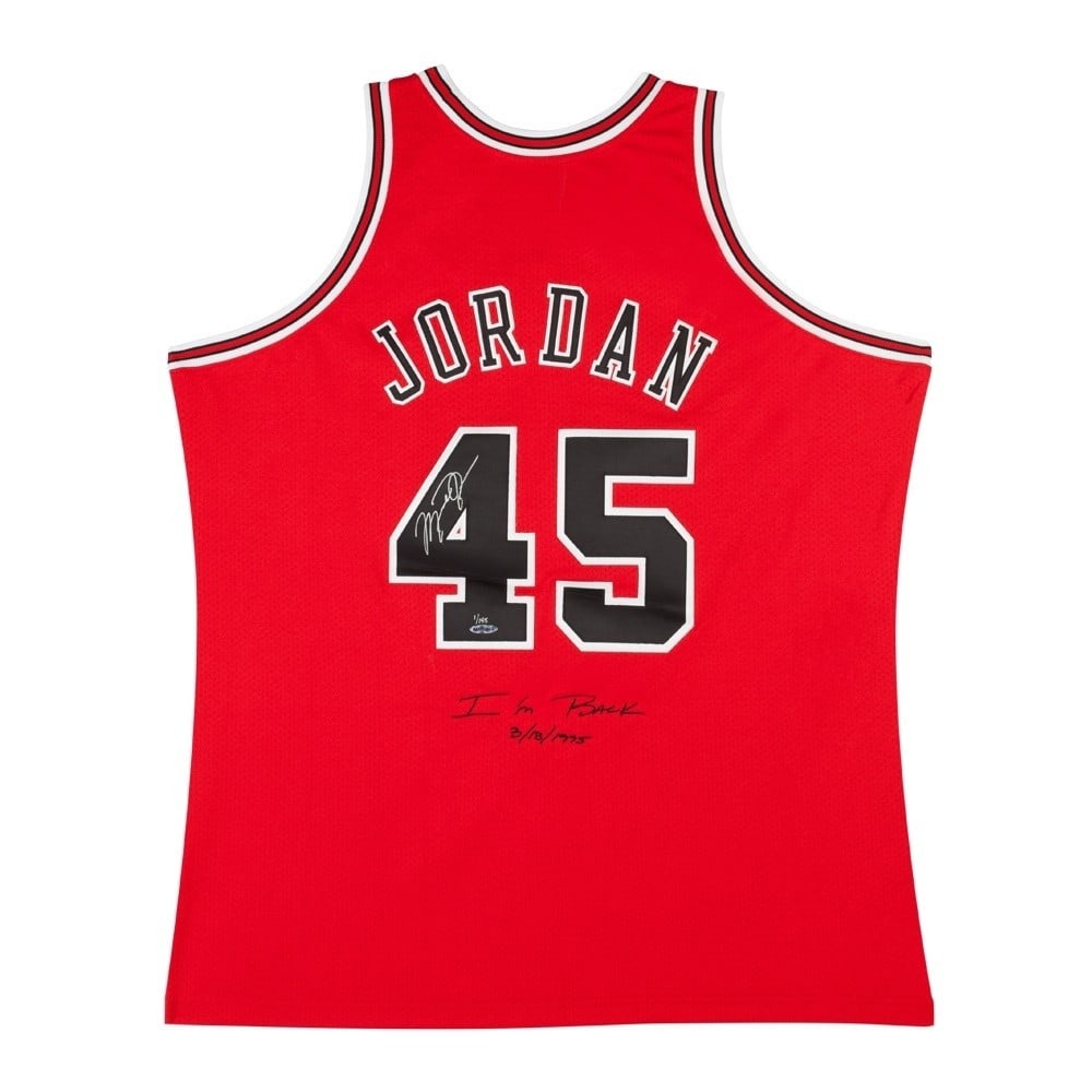 Michael Jordan Autographed 1995 Bulls Jersey Limited Edition 145 Upper Deck: Michael Jordan Autographed 1995 Bulls Jersey Limited Edition 145 Upper Deck Celebrate the legacy of basketball legend Michael Jordan with this original 1995 Mitchell & Ness Chicago Bulls red jersey, f