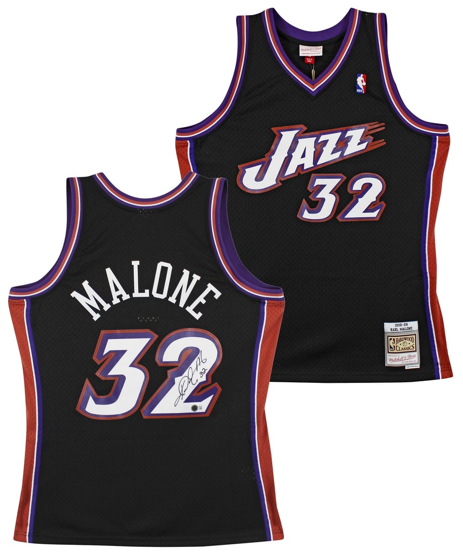 Karl Malone Signed 1998-99 Black Jersey Utah Jazz BAS Authenticated (1 of 6)