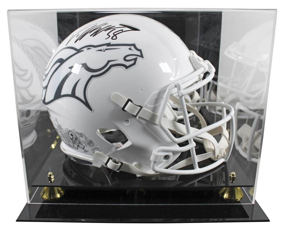 Von Miller autographed Broncos Speed Proline helmet with BAS case: Von Miller autographed Broncos Speed Proline helmet with BAS case This Denver Broncos full-size Speed Proline helmet features the alternate 2024 Salute To Service III design and has been personally si