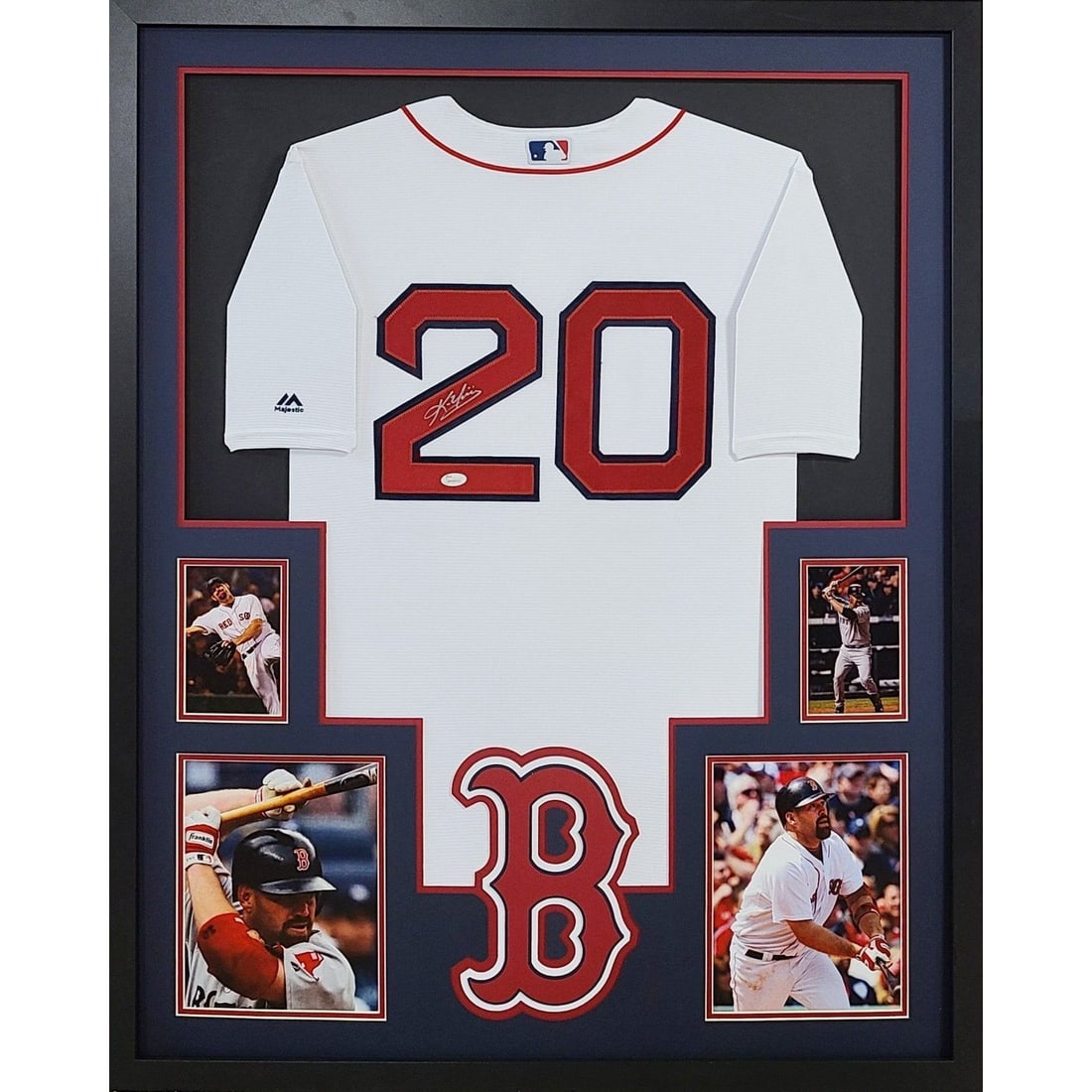 Kevin Youkilis Autographed Framed Jersey JSA Boston Red Sox 42x34: Kevin Youkilis Autographed Framed Jersey JSA Boston Red Sox 42x34 This stunning framed jersey features the autograph of Kevin Youkilis, a celebrated player of the Boston Red Sox. Authenticated by JSA,