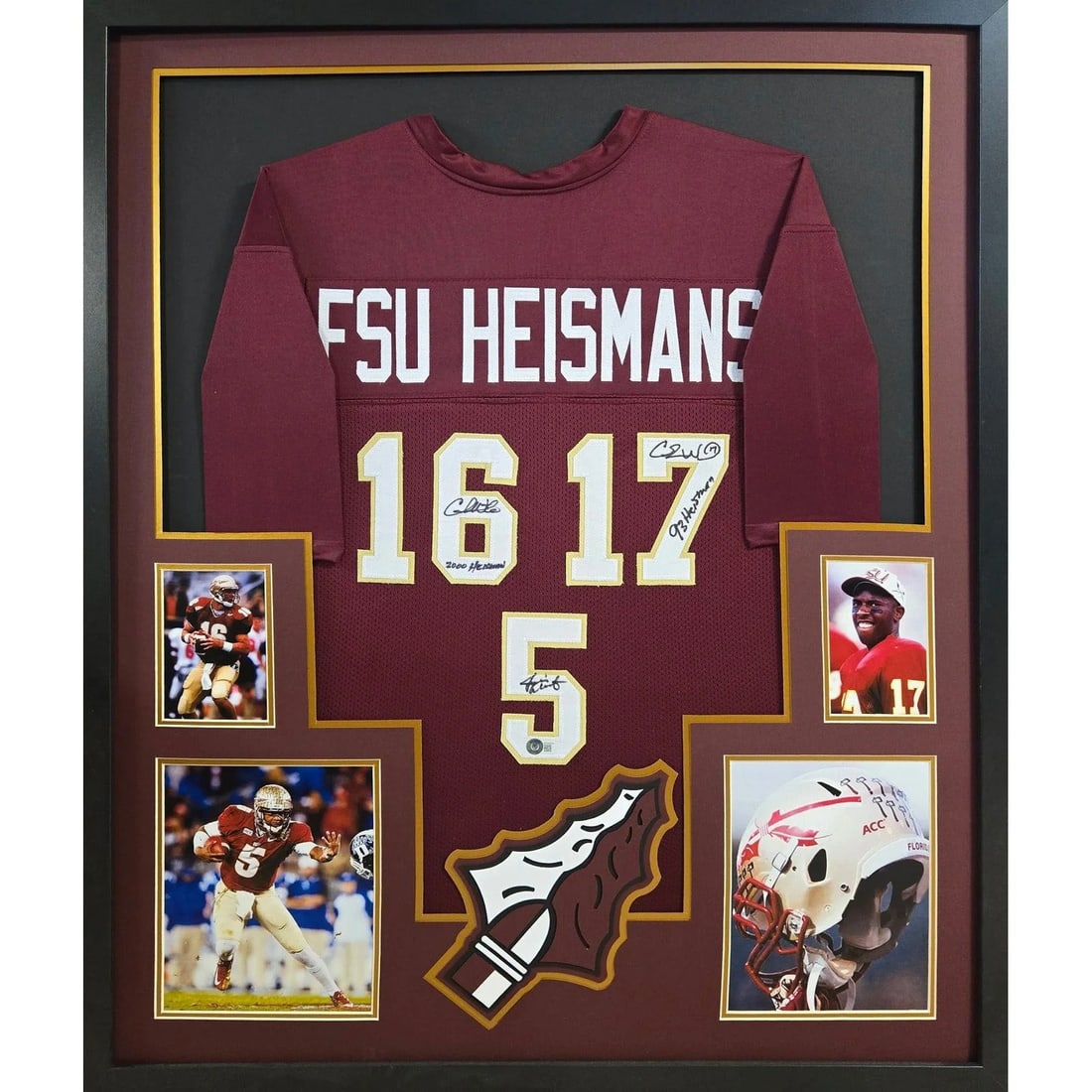 Framed Florida State Heisman Jersey Signed by Weinke Ward Winston Beckett (1 of 2)
