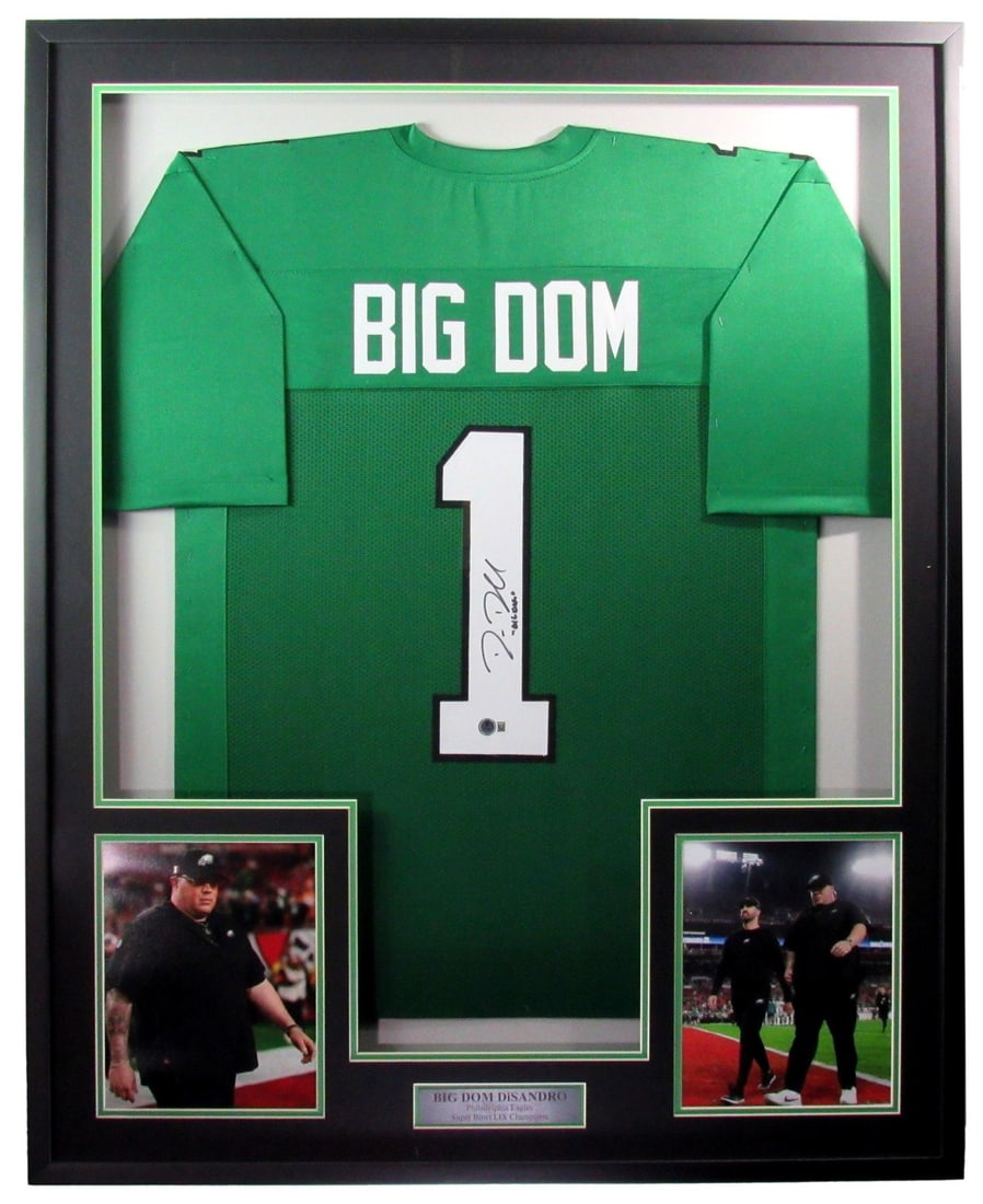 Big Dom DiSandro Philadelphia Eagles Signed Framed Jersey Beckett Authenticated (1 of 4)