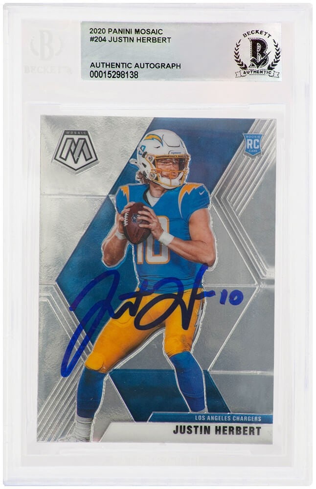 Beckett Encapsulated Justin Herbert 2020 Mosaic Rookie Card #204 Chargers (1 of 2)