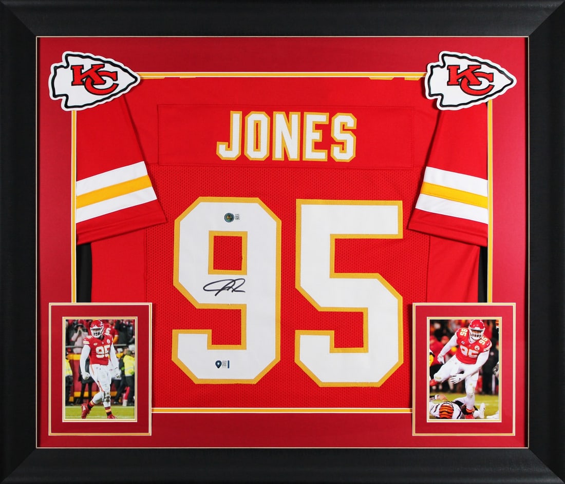 Chris Jones Signed Kansas City Chiefs Framed Jersey BAS Authenticated: Chris Jones Signed Kansas City Chiefs Framed Jersey BAS Authenticated Celebrate your love for the Kansas City Chiefs with this authentic, autographed red pro-style framed jersey personally signed by C