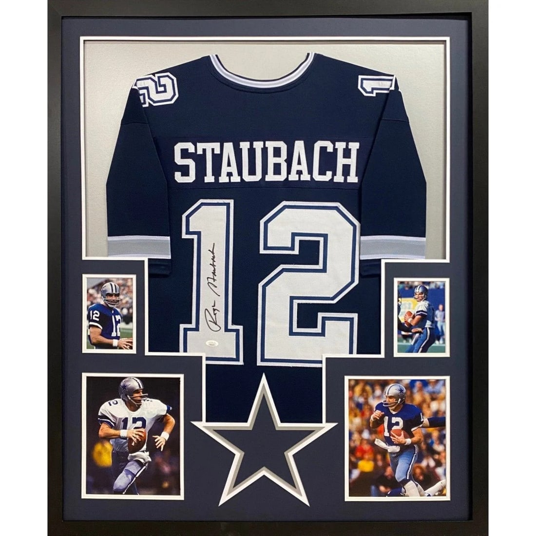 Roger Staubach Autographed Framed Jersey JSA Certified Dallas Cowboys (1 of 2)