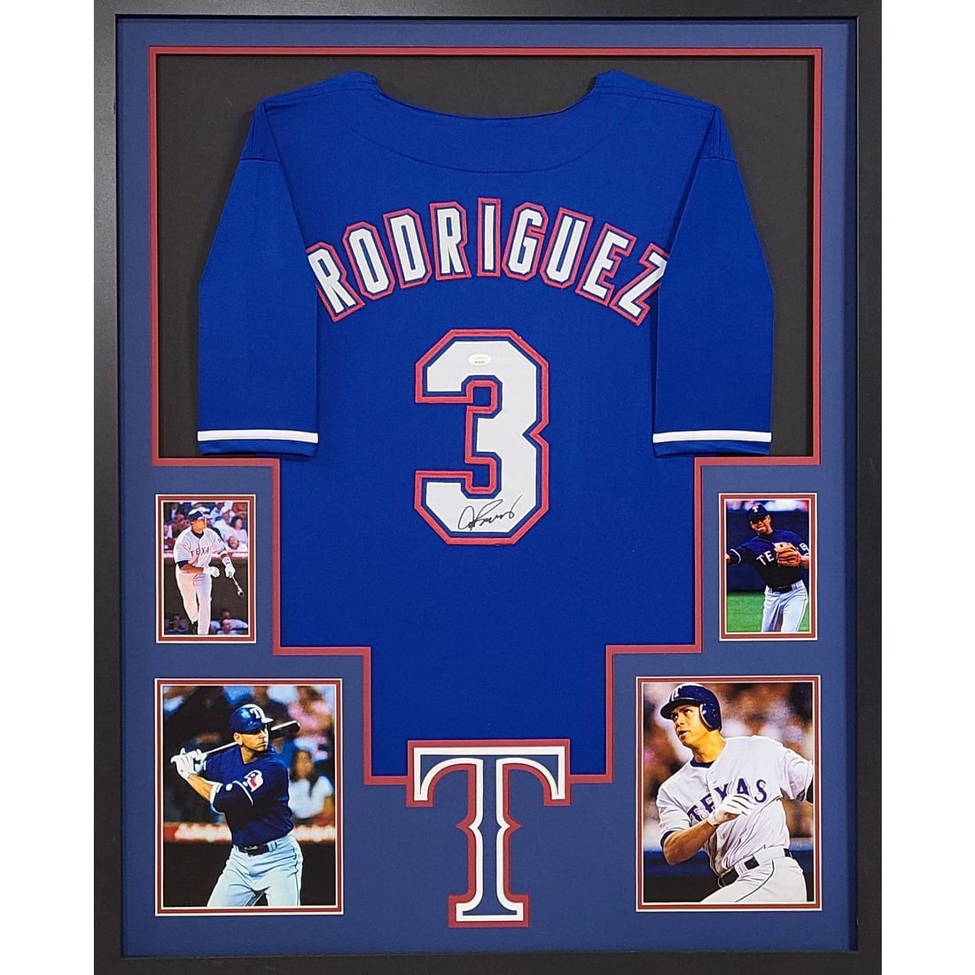 Alex Rodriguez Autographed Framed Jersey Texas Rangers JSA Certified: Alex Rodriguez Autographed Framed Jersey Texas Rangers JSA Certified This is an autographed Alex Rodriguez framed jersey from his time with the Texas Rangers. The jersey is authenticated by JSA, a rep