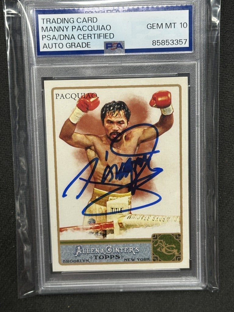 2011 Allen Ginter Manny Pacquiao PSA Authentic Auto Boxing Card #262: 2011 Allen Ginter Manny Pacquiao PSA Authentic Auto Boxing Card #262 This is a 2011 Allen Ginter boxing trading card featuring Manny Pacquiao. The card is hand signed by Manny Pacquiao and has been pr