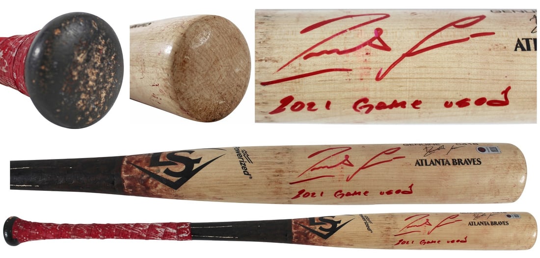 Signed Ronald Acuna Jr Braves game used Louisville Slugger bat PSA (1 of 11)