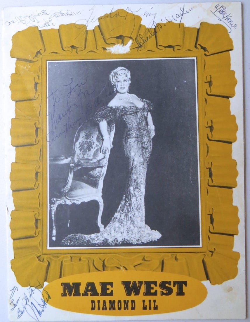 Diamond Lil Autographed Program 19 Signatures Mae West JSA Authenticated: Diamond Lil Autographed Program 19 Signatures Mae West JSA Authenticated This is an original cast autographed program of 'Diamond Lil' featuring a total of 19 signatures, including that of the iconic 