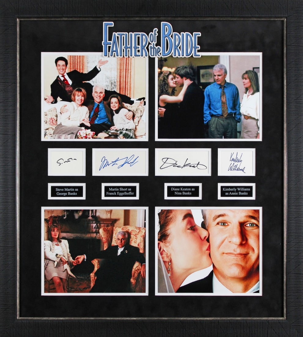 Framed Photo Signed by Steve Martin Cast Beckett Father of the Bride Display: Framed Photo Signed by Steve Martin Cast Beckett Father of the Bride Display This professionally framed display features a photograph signed by Steve Martin, Martin Short, Kimberly Williams, and Diane