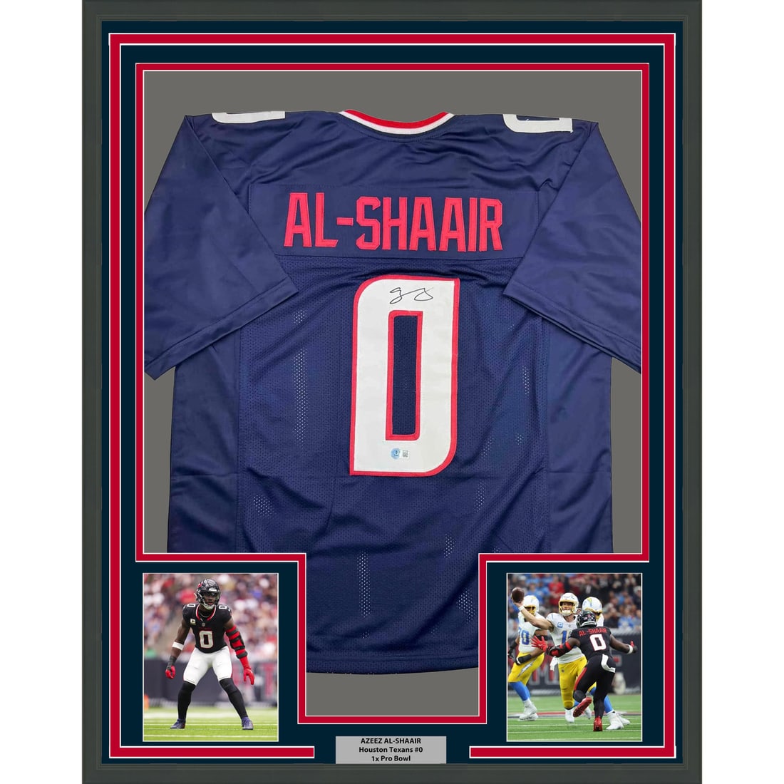 Azeez Al Shaair Signed Houston Texans Jersey Framed with Beckett COA 35x39 (1 of 2)