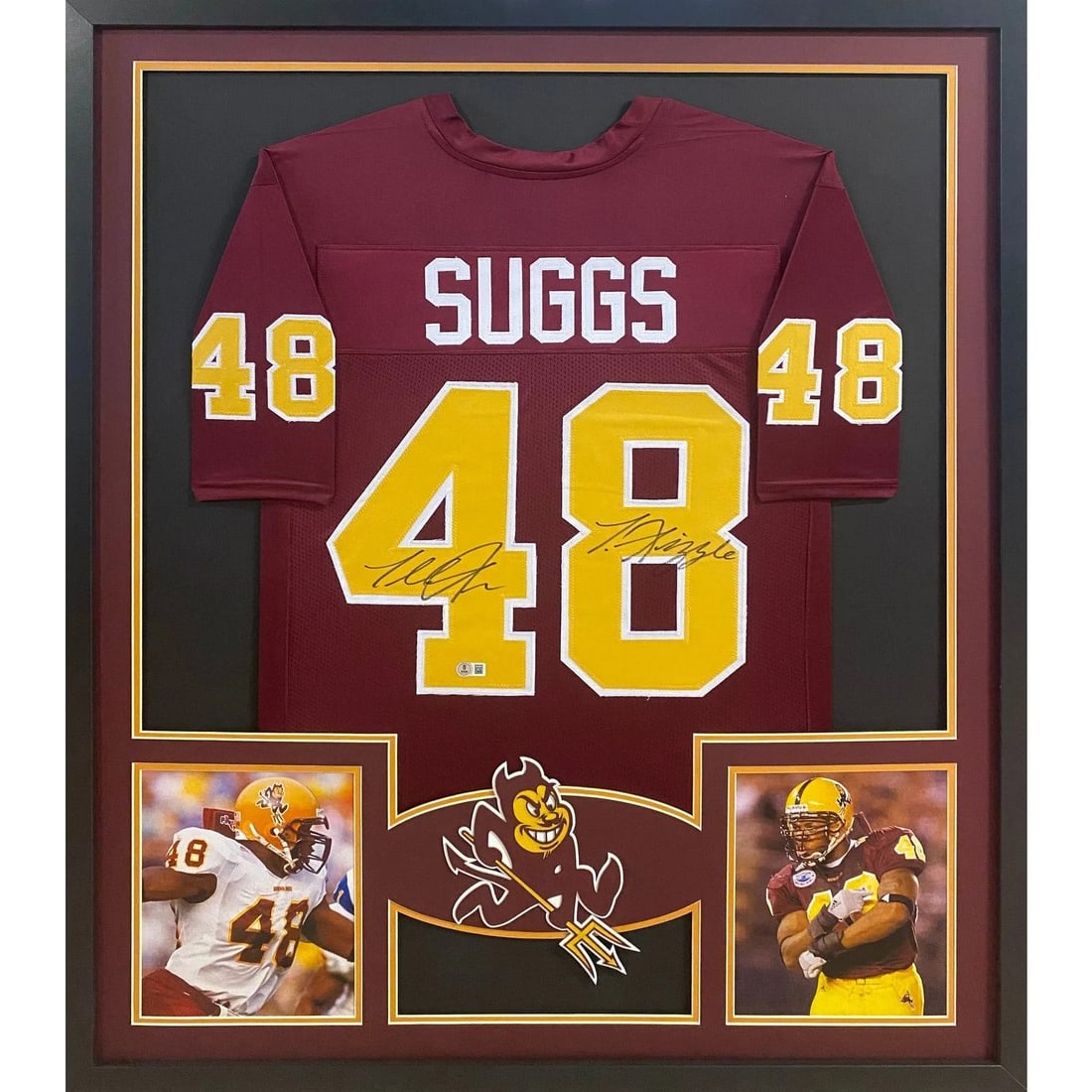 Framed Arizona State Terrell Suggs Jersey Signed With Beckett Authentication: Framed Arizona State Terrell Suggs Jersey Signed With Beckett Authentication This framed Arizona State jersey is autographed by Terrell Suggs and authenticated by Beckett, featuring a tamper-proof sti