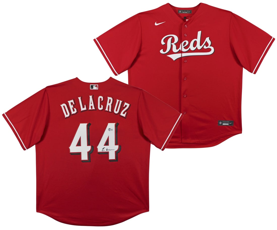 Elly De La Cruz Autographed Red Nike Jersey BAS Witnessed Cincinnati Reds: Elly De La Cruz Autographed Red Nike Jersey BAS Witnessed Cincinnati Reds This authentic autographed red Nike jersey features the signature of Elly De La Cruz, a prominent player for the Cincinnati Re