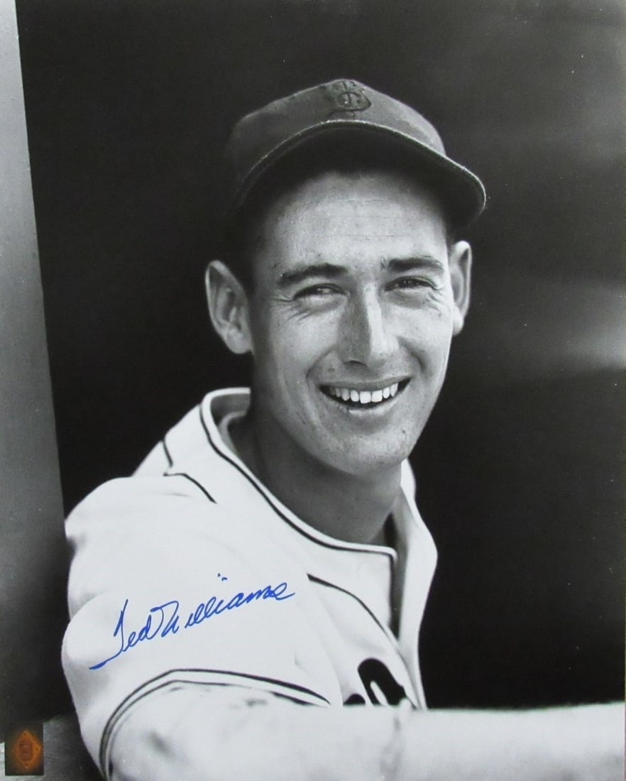 Ted Williams Autographed 16x20 Photo With Green Diamond Hologram Boston Red Sox: Ted Williams Autographed 16x20 Photo With Green Diamond Hologram Boston Red Sox This is an original 16x20 black and white photo of Ted Williams, Hall of Famer from the Boston Red Sox, personally signe