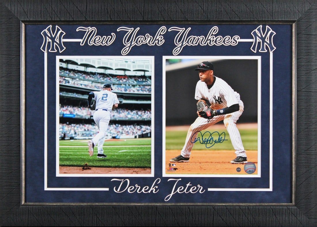 Derek Jeter Signed Framed 8x10 Yankees Photo Steiner: Derek Jeter Signed Framed 8x10 Yankees Photo Steiner This framed 8x10 photo features an authentic signature from Derek Jeter of the New York Yankees. The autograph has been verified as original and co