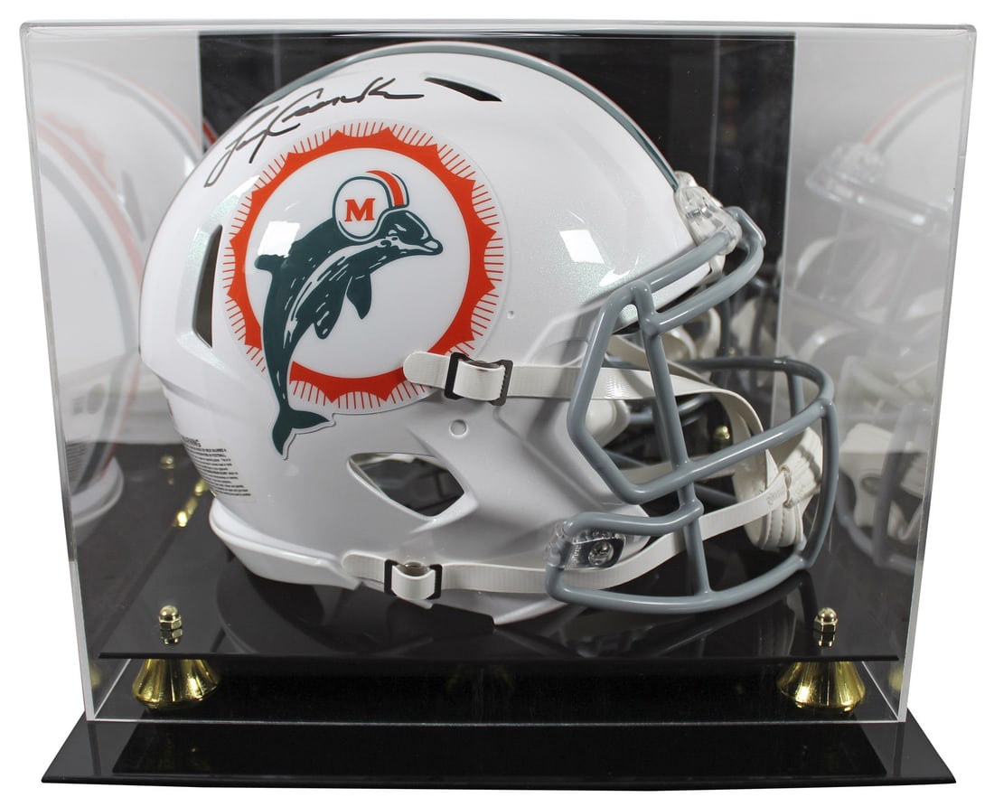 Larry Csonka Signed Dolphins Full Size Speed Helmet HOF 87 BAS Authentication: Larry Csonka Signed Dolphins Full Size Speed Helmet HOF 87 BAS Authentication Celebrate the legacy of NFL legend Larry Csonka with this autographed Miami Dolphins tribute helmet. This full-size Riddel