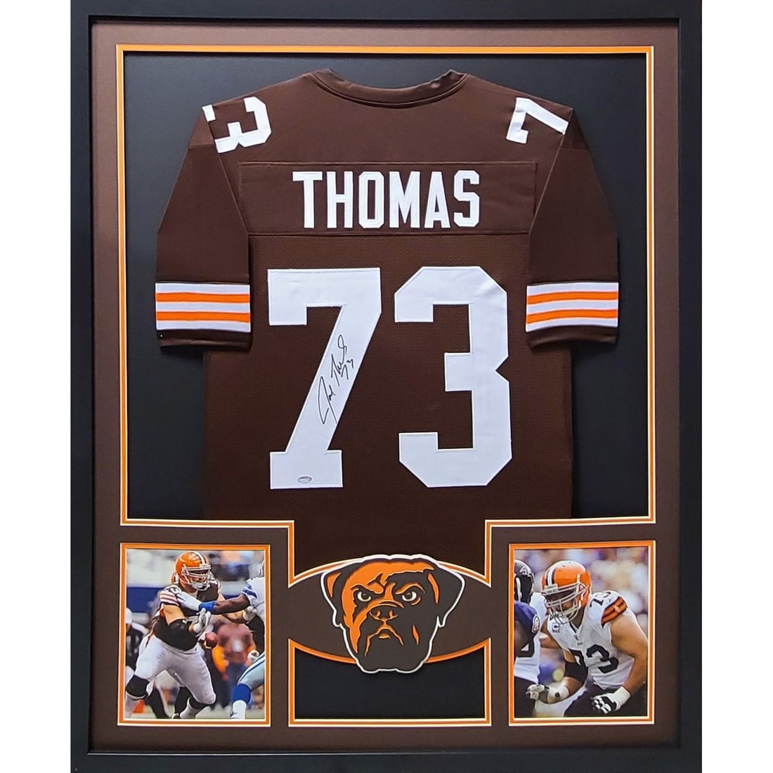 Joe Thomas Autographed Framed Jersey Schwartz COA Cleveland Browns: Joe Thomas Autographed Framed Jersey Schwartz COA Cleveland Browns This autographed Joe Thomas framed jersey is a must-have for any Cleveland Browns fan. The jersey is authenticated by Schwartz, a rep