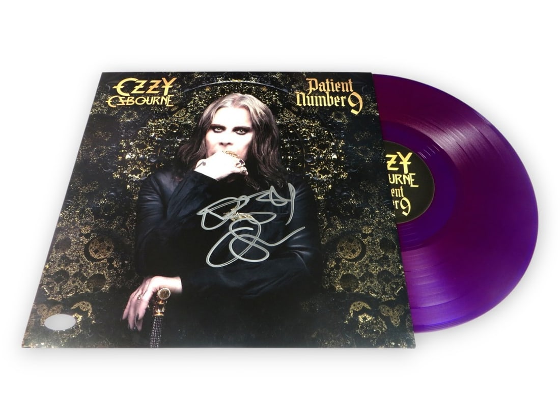 Ozzy Osbourne Autographed Patient Number 9 Album Cover JSA Certified: Ozzy Osbourne Autographed Patient Number 9 Album Cover JSA Certified This is an original Ozzy Osbourne signed autographed record album cover for 'Patient Number 9'. The album cover features the legend